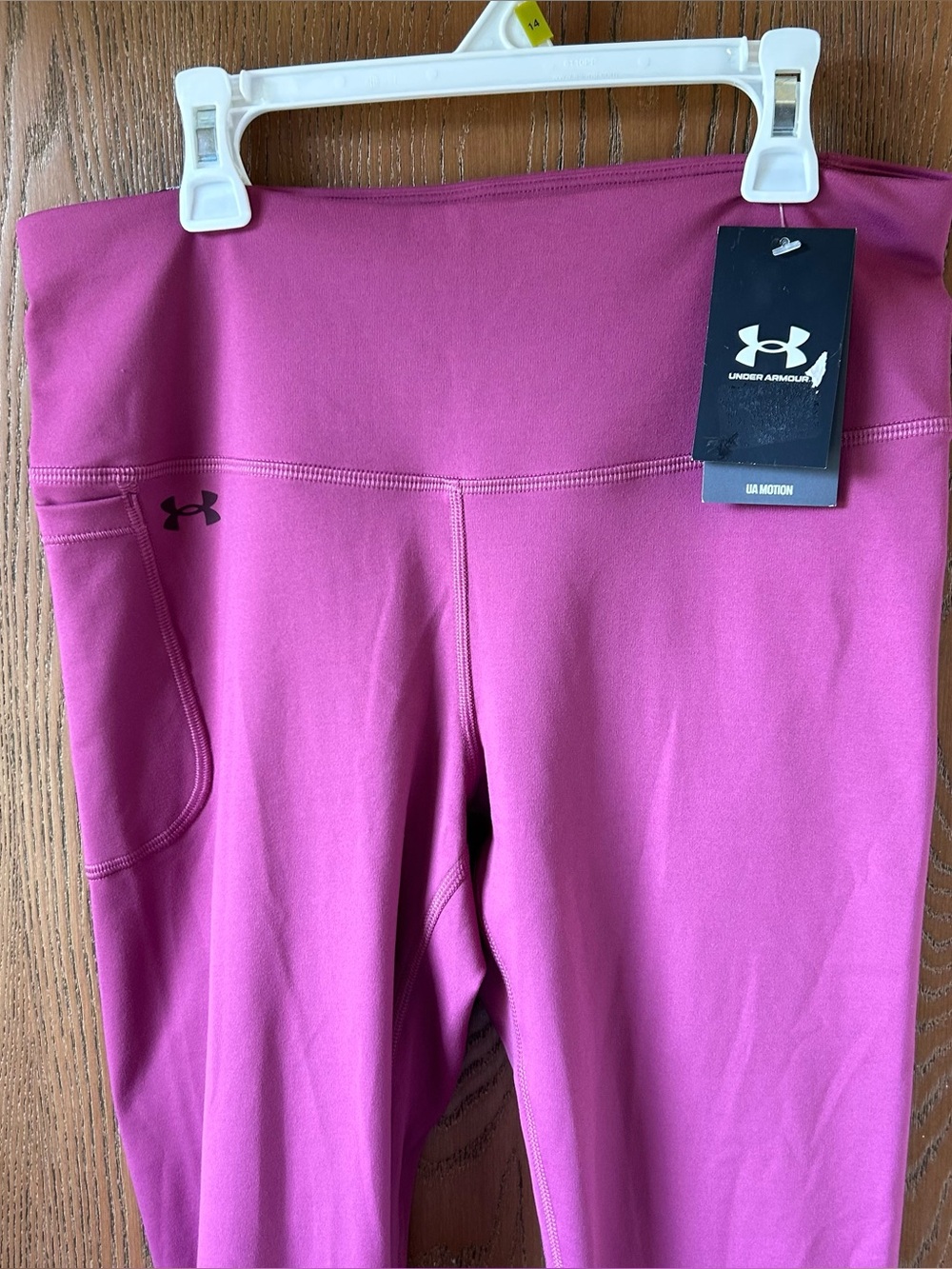NWT UNDER ARMOUR Motion High Rise Hip Pocket Full Length Leggings Large pink